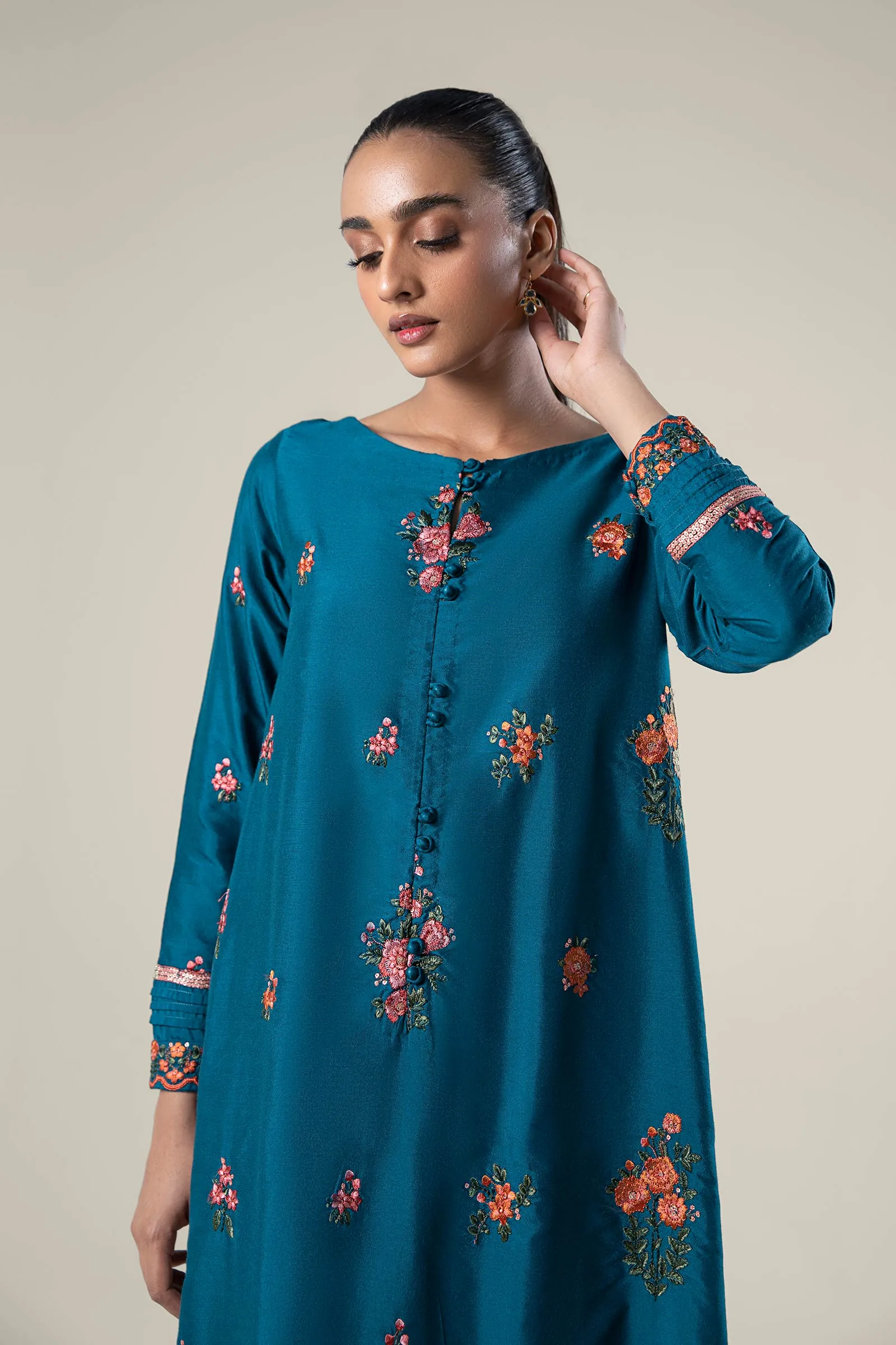 2 Pc Embroidered Khaddi Silk Suit | MB-WF24-13