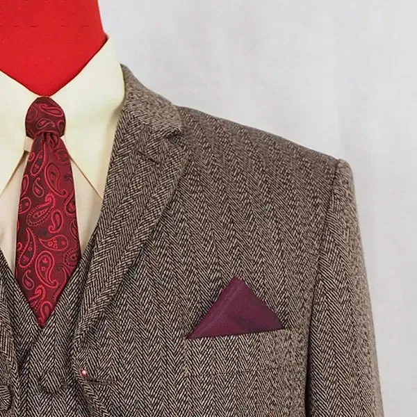 3 Piece Suit | Brown Herringbone Tweed Suit