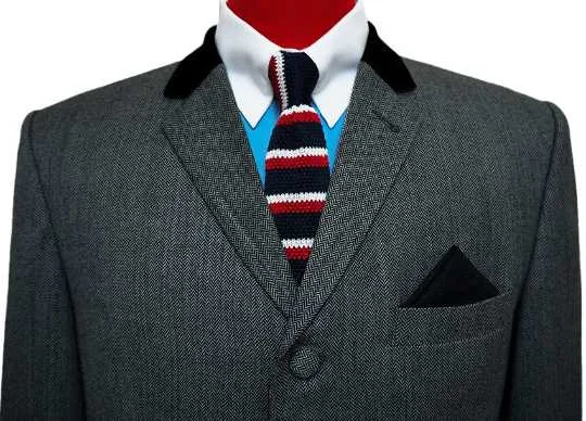 60s Mod Style Herringbone Tweed Suit