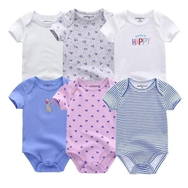 6pcs/lot 100%Cotton Baby Bodysuit Newborn Short Sleeve Overalls Toddler Boy Girl Jumpsuit clothes Body Baby Suits sets