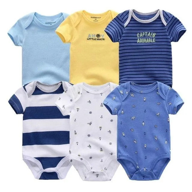 6pcs/lot 100%Cotton Baby Bodysuit Newborn Short Sleeve Overalls Toddler Boy Girl Jumpsuit clothes Body Baby Suits sets