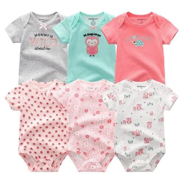 6pcs/lot 100%Cotton Baby Bodysuit Newborn Short Sleeve Overalls Toddler Boy Girl Jumpsuit clothes Body Baby Suits sets