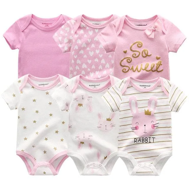 6pcs/lot 100%Cotton Baby Bodysuit Newborn Short Sleeve Overalls Toddler Boy Girl Jumpsuit clothes Body Baby Suits sets