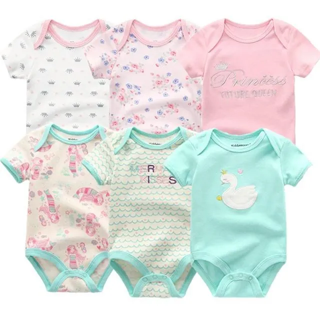 6pcs/lot 100%Cotton Baby Bodysuit Newborn Short Sleeve Overalls Toddler Boy Girl Jumpsuit clothes Body Baby Suits sets