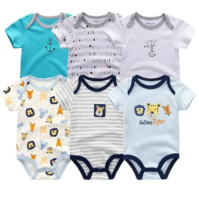 6pcs/lot 100%Cotton Baby Bodysuit Newborn Short Sleeve Overalls Toddler Boy Girl Jumpsuit clothes Body Baby Suits sets