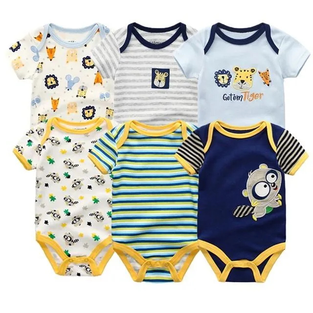 6pcs/lot 100%Cotton Baby Bodysuit Newborn Short Sleeve Overalls Toddler Boy Girl Jumpsuit clothes Body Baby Suits sets