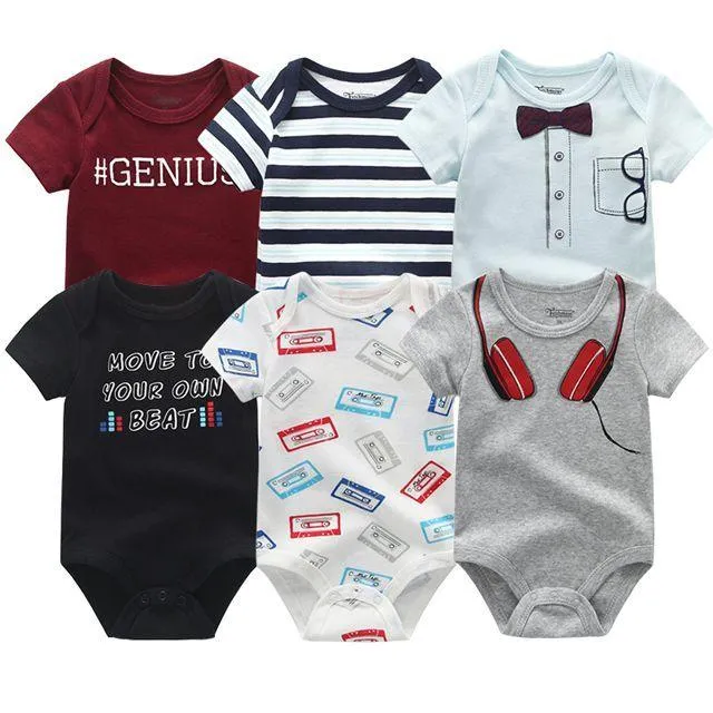 6pcs/lot 100%Cotton Baby Bodysuit Newborn Short Sleeve Overalls Toddler Boy Girl Jumpsuit clothes Body Baby Suits sets