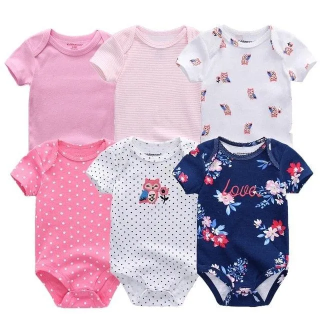 6pcs/lot 100%Cotton Baby Bodysuit Newborn Short Sleeve Overalls Toddler Boy Girl Jumpsuit clothes Body Baby Suits sets