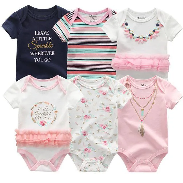 6pcs/lot 100%Cotton Baby Bodysuit Newborn Short Sleeve Overalls Toddler Boy Girl Jumpsuit clothes Body Baby Suits sets