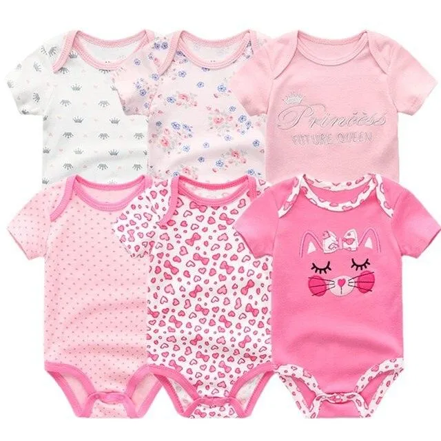 6pcs/lot 100%Cotton Baby Bodysuit Newborn Short Sleeve Overalls Toddler Boy Girl Jumpsuit clothes Body Baby Suits sets