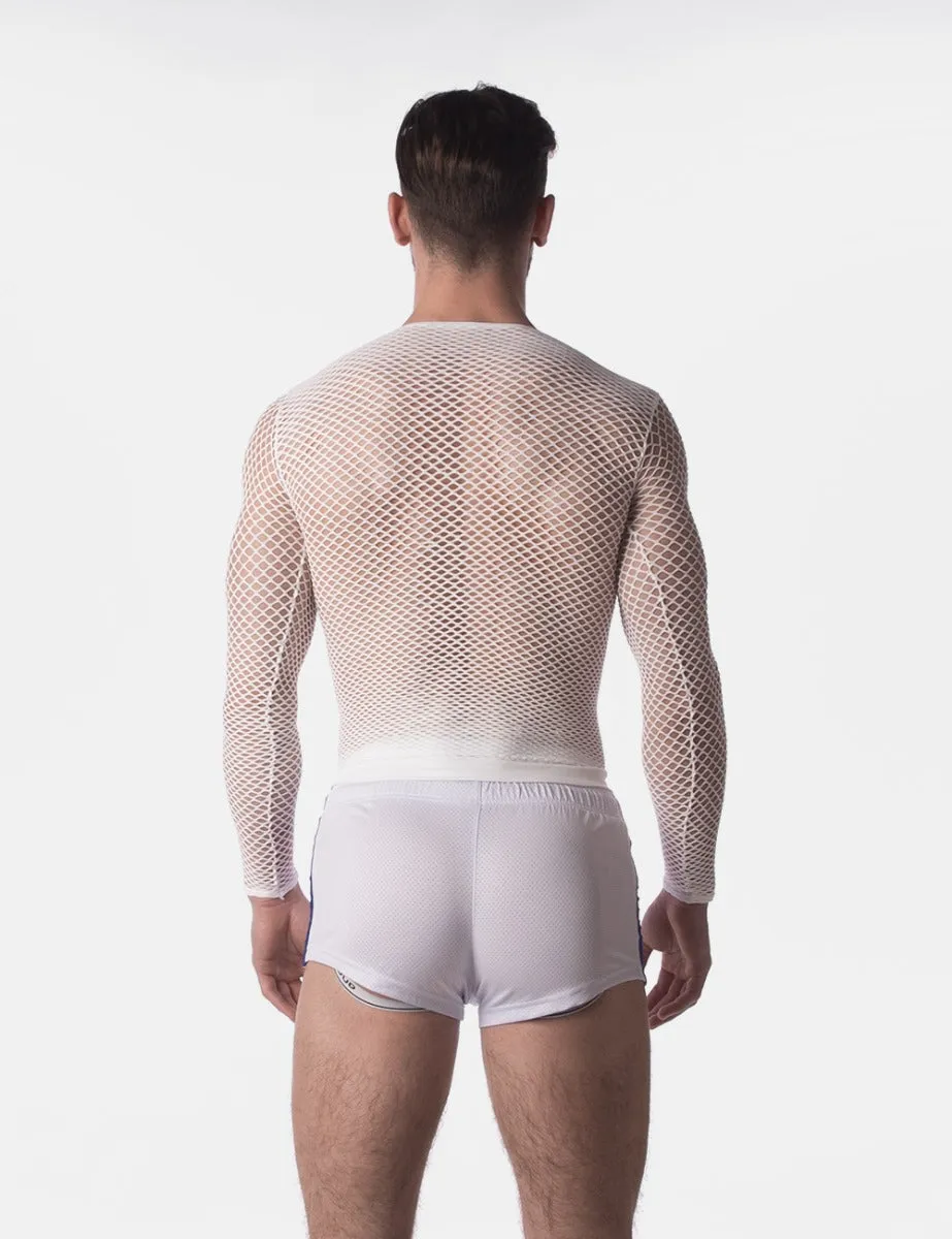 Barcode Berlin Fishnet Long Sleeve Capo White