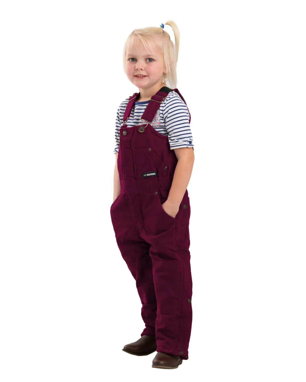 Berne Apparel Girls Softstone Insulated Plum 100% Cotton Bib Overall