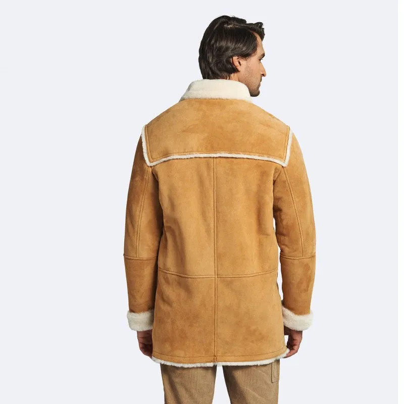 Best Winter Leather Sheepskin Tan Leather Coat