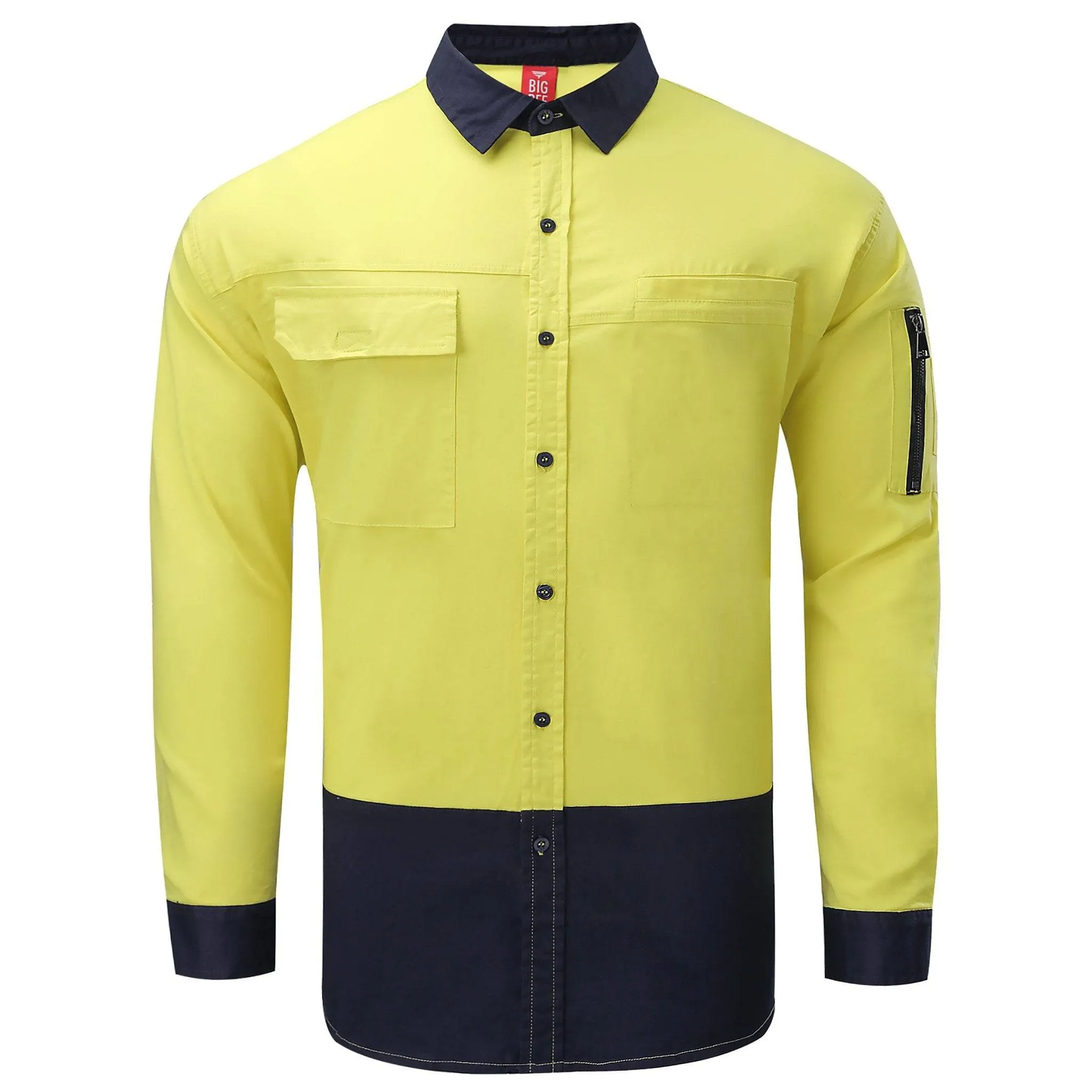 Big Bee PULSE Mens Hi-Vis Work Shirts, Stretch Cotton