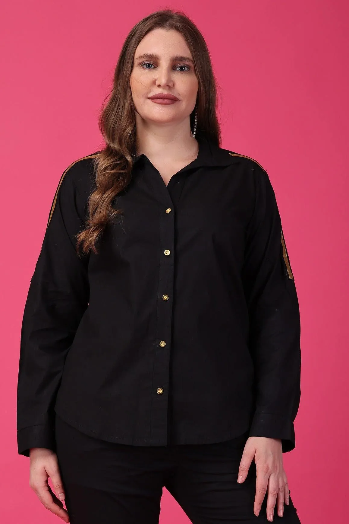 Black Solid Shirt with Lurex