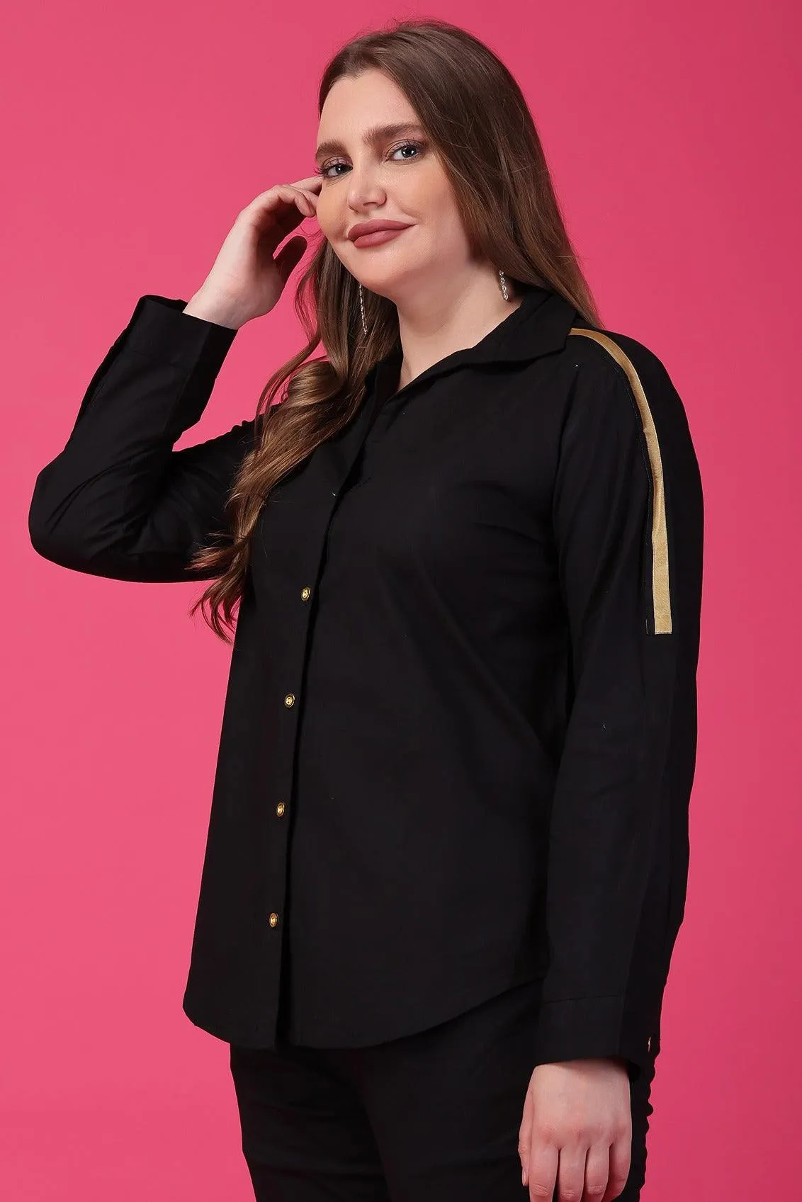 Black Solid Shirt with Lurex