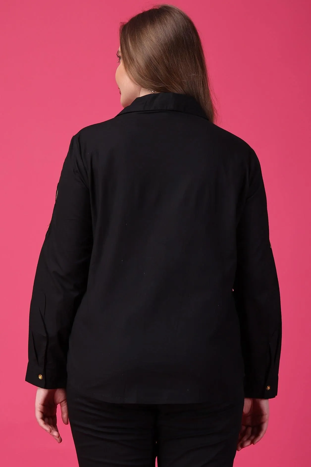 Black Solid Shirt with Lurex