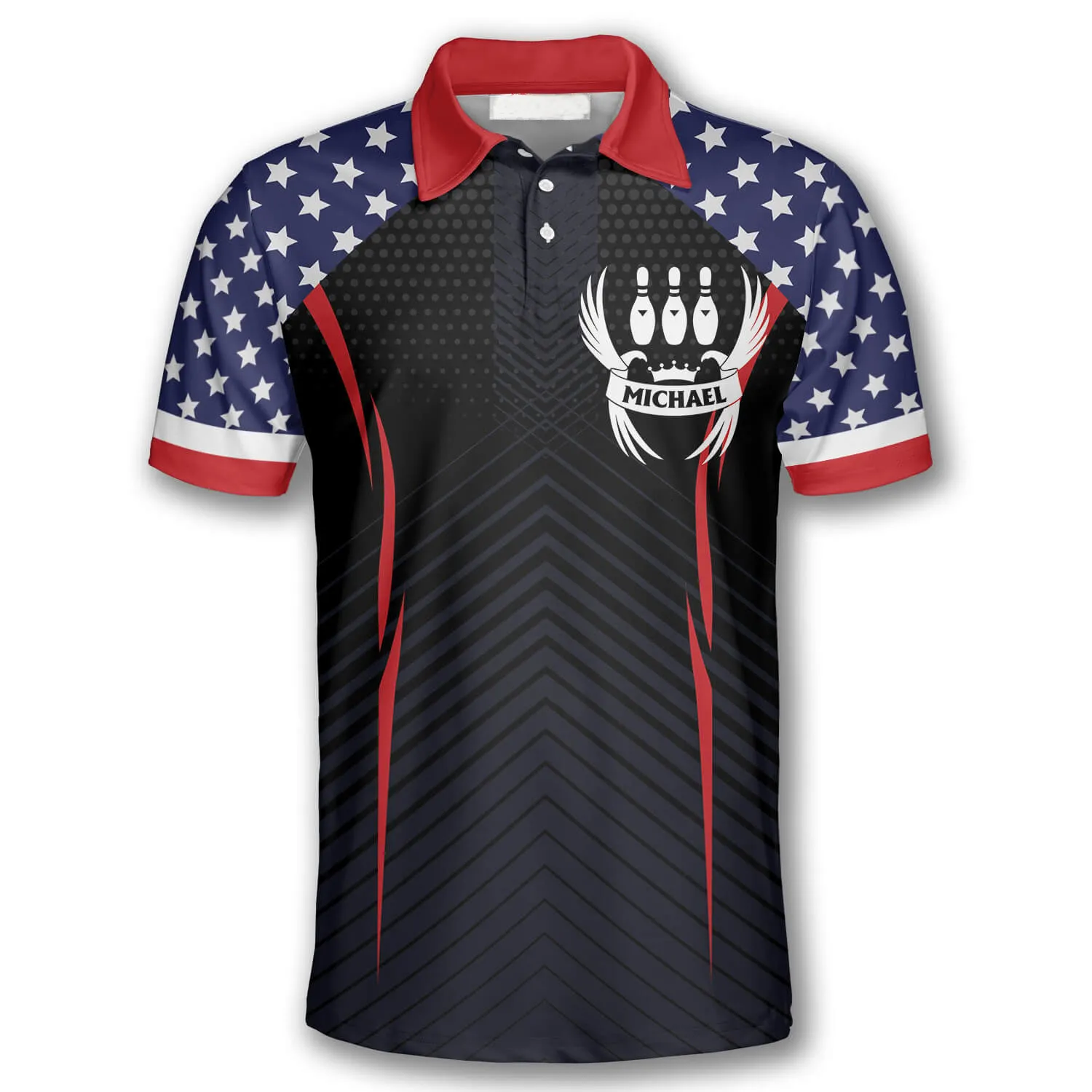 Bowling Eagle American Flag Custom Bowling Shirts for Men