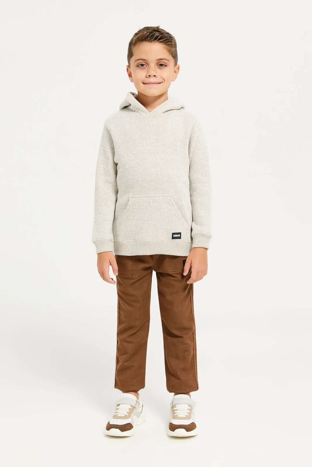 Boys Beige Snow Look Hooded Pullover