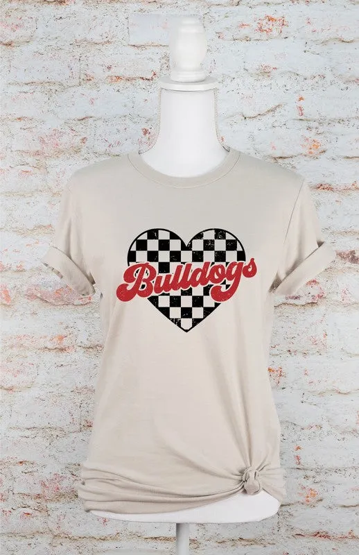 Bulldogs Checkered Heart Graphic Gameday Tee