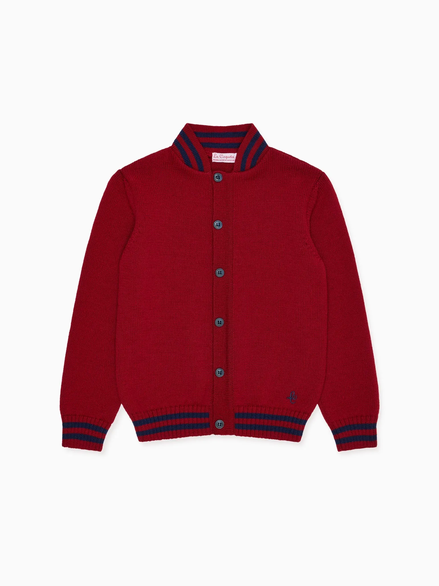 Burgundy Jules Merino Kids Cardigan