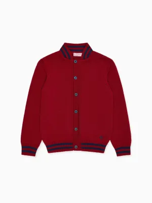 Burgundy Jules Merino Kids Cardigan