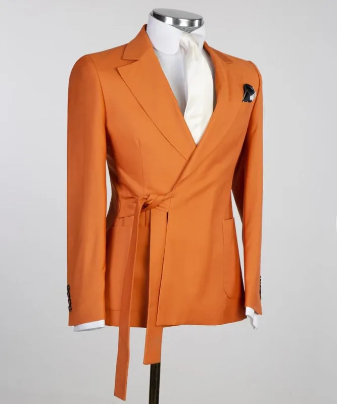 Chic Orange Notched Lapel Two Pieces Prom Suits