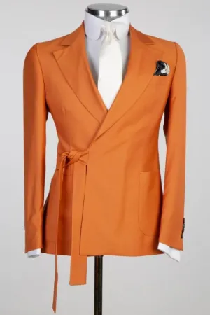 Chic Orange Notched Lapel Two Pieces Prom Suits