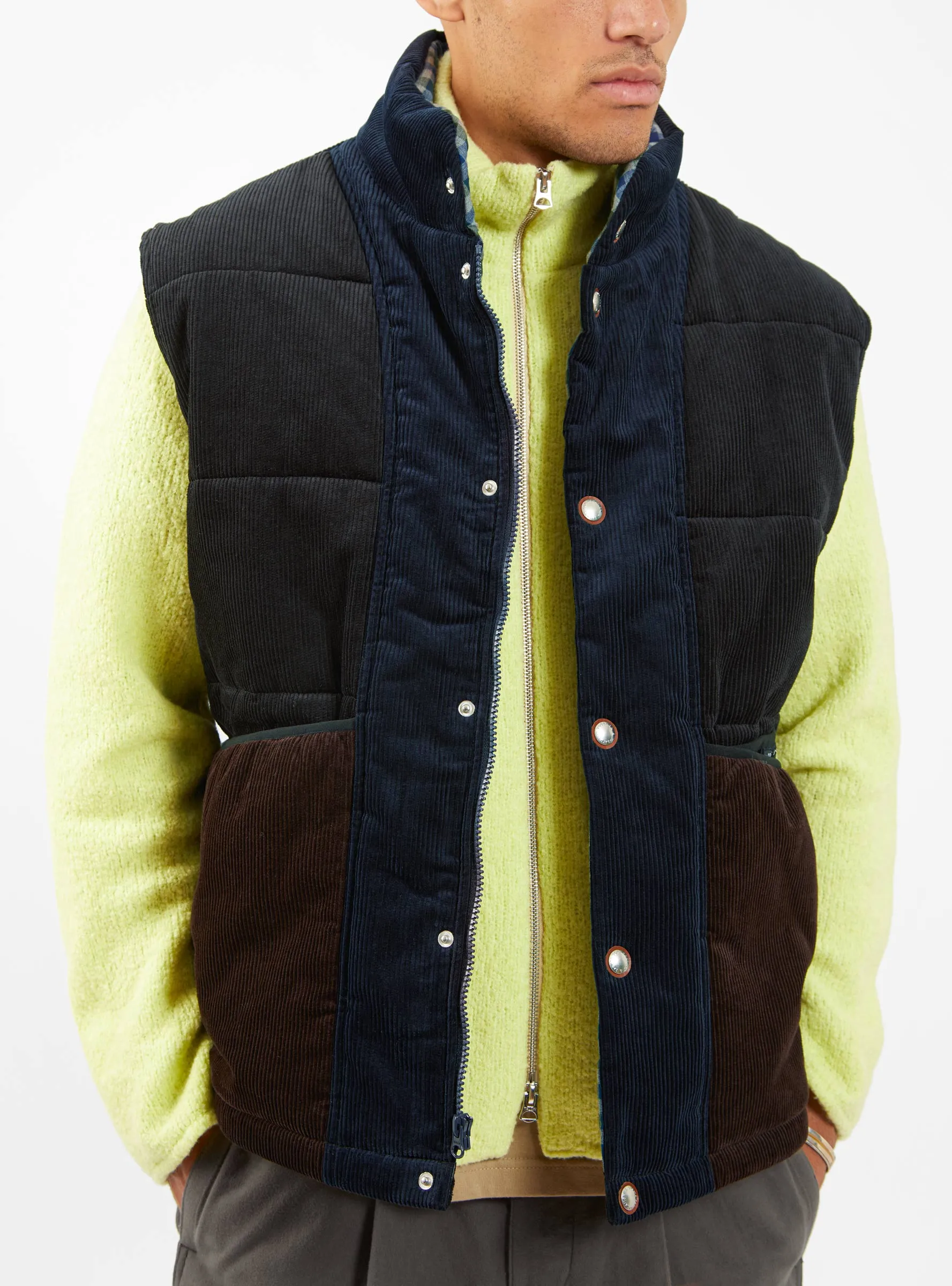 Cord Padded Vest Black