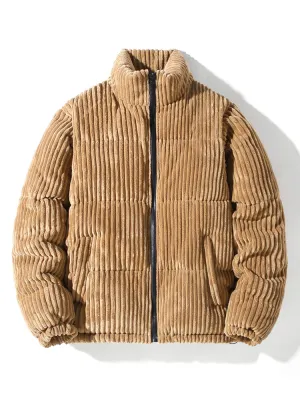 Corduroy Fleece Lapel Quilted Coats