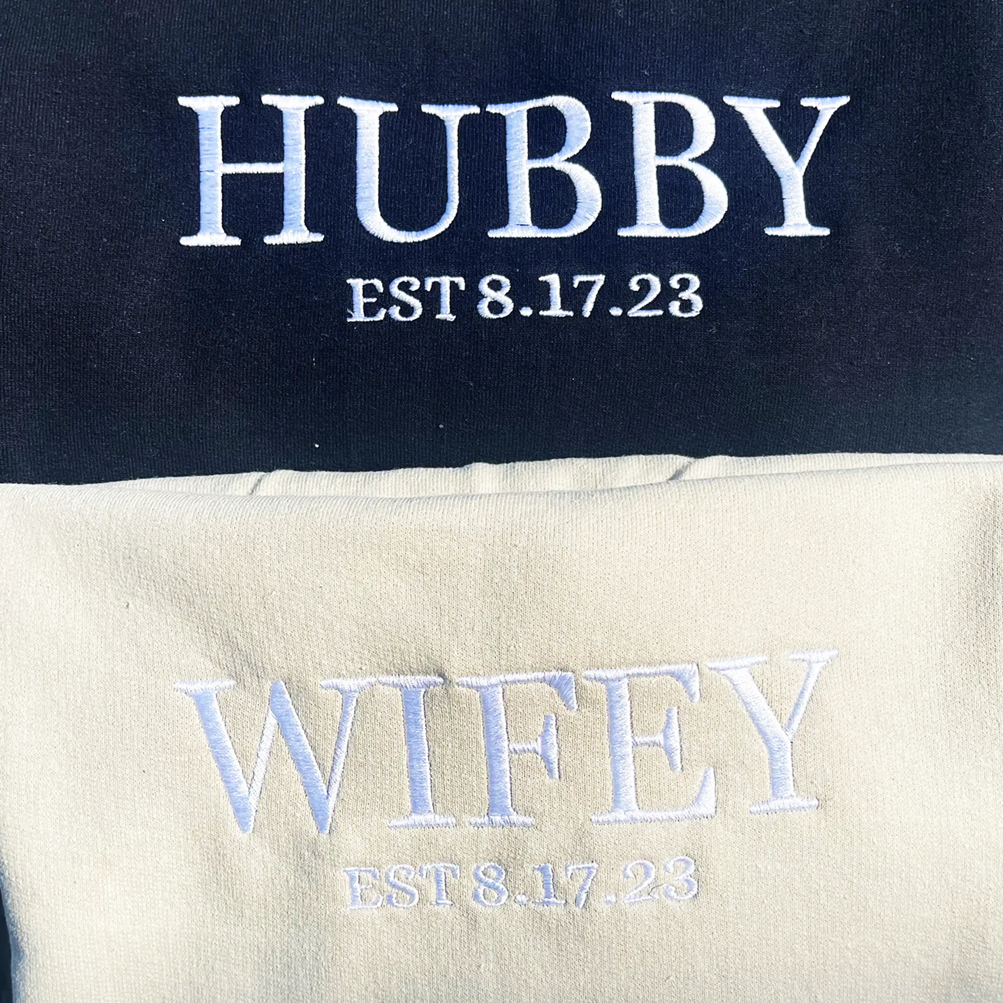 Customized Wifey and Hubby Sweatshirts, Bridal Couple Pullover, Personalized Wifey Sweater, Honeymoon Gift