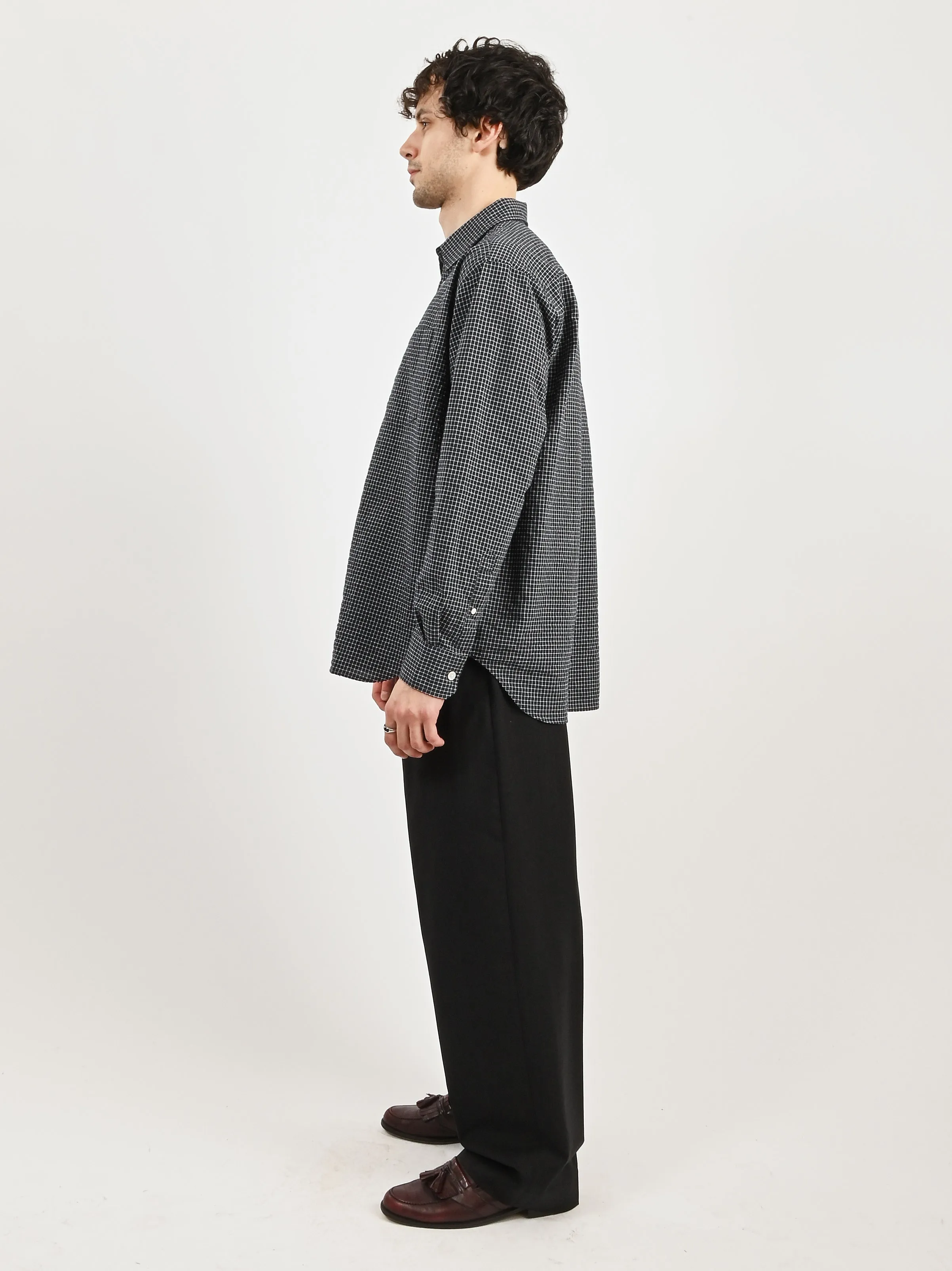 Dark Navy Mo Check Oversized Shirt