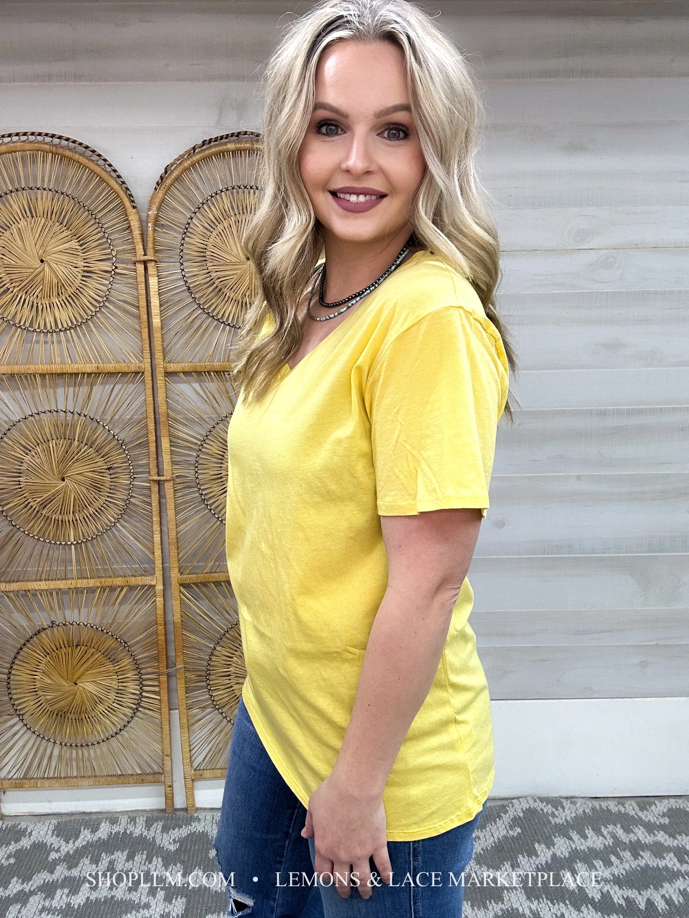 Dusty Banana Better Than Basic Boyfriend Tee V-Neck