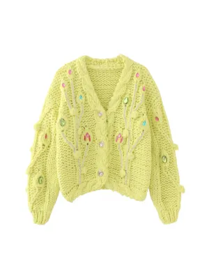 Emilia Knit Cardigan in Lime