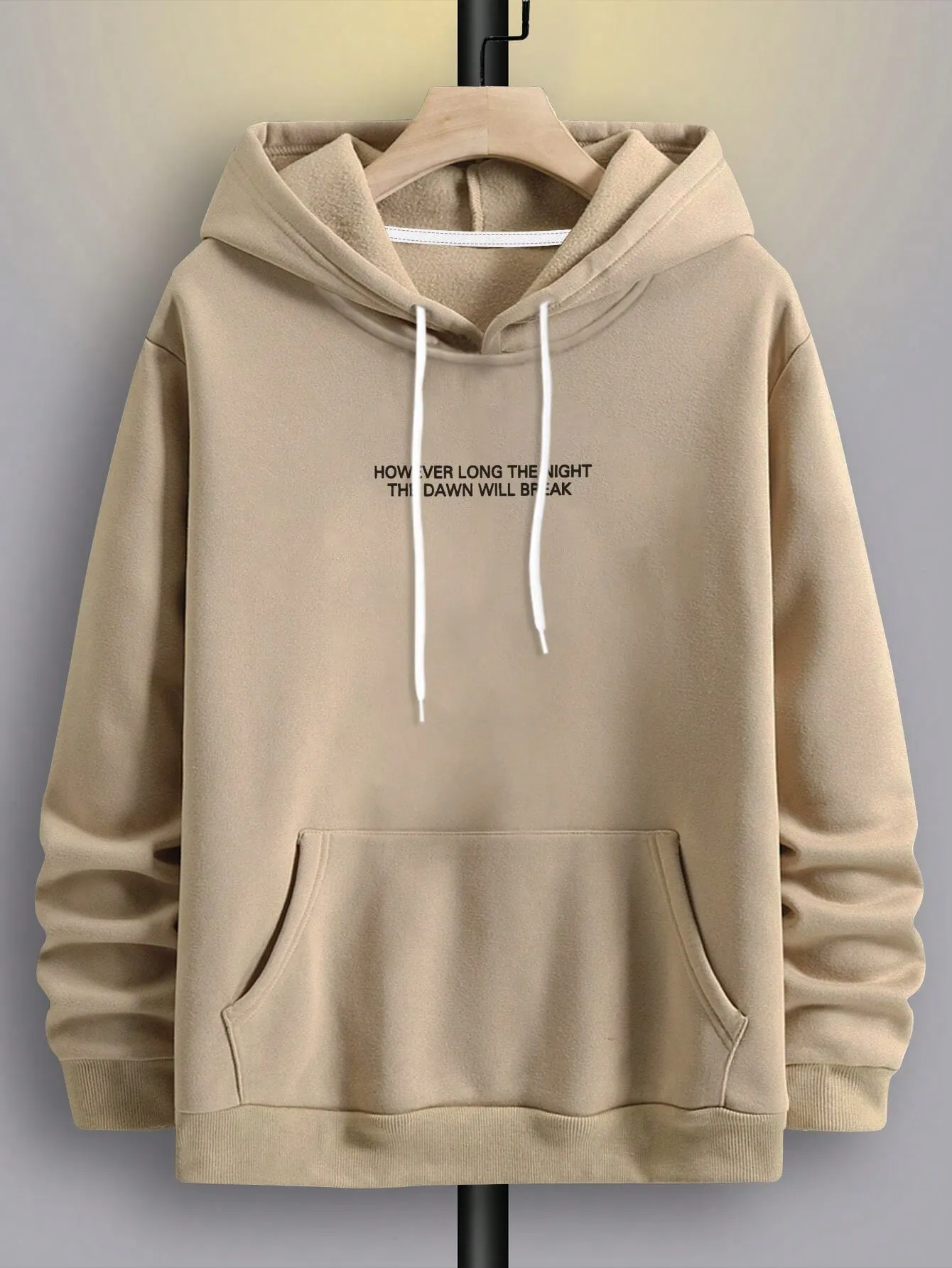 EMRG Men Slogan & Hand Graphic Drop Shoulder Drawstring Hoodie