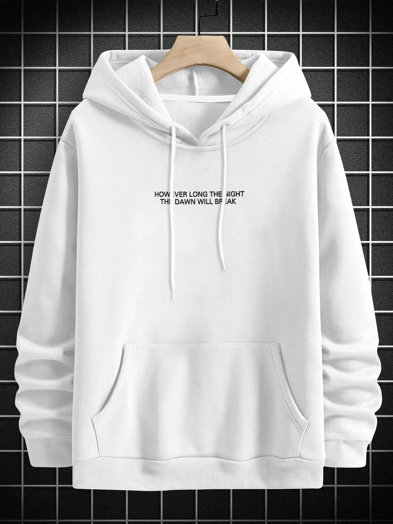 EMRG Men Slogan & Hand Graphic Drop Shoulder Drawstring Hoodie