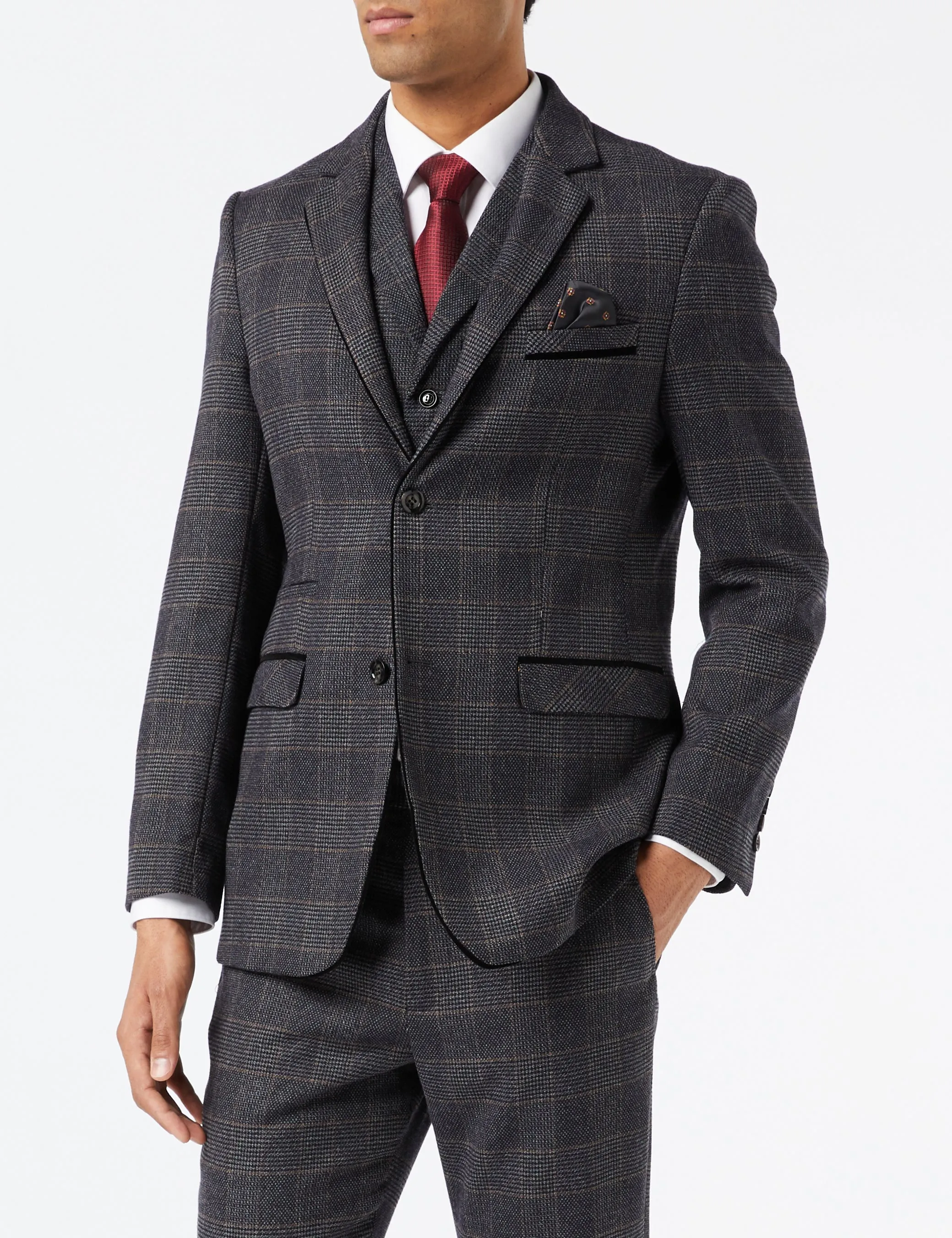 ETHAN - GREY TWEED CHECK SUIT