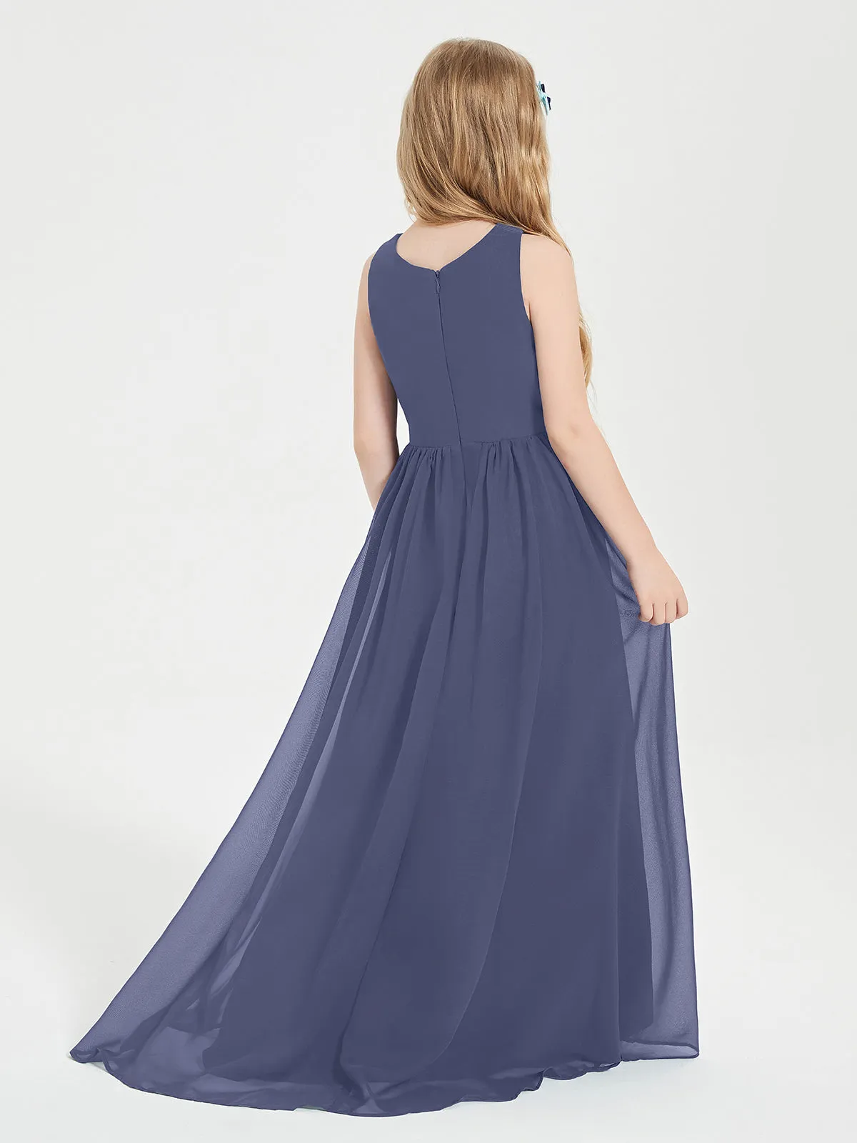 Exquisite Asymmetrical Junior Bridesmaid Dresses Scoop Neck Stormy