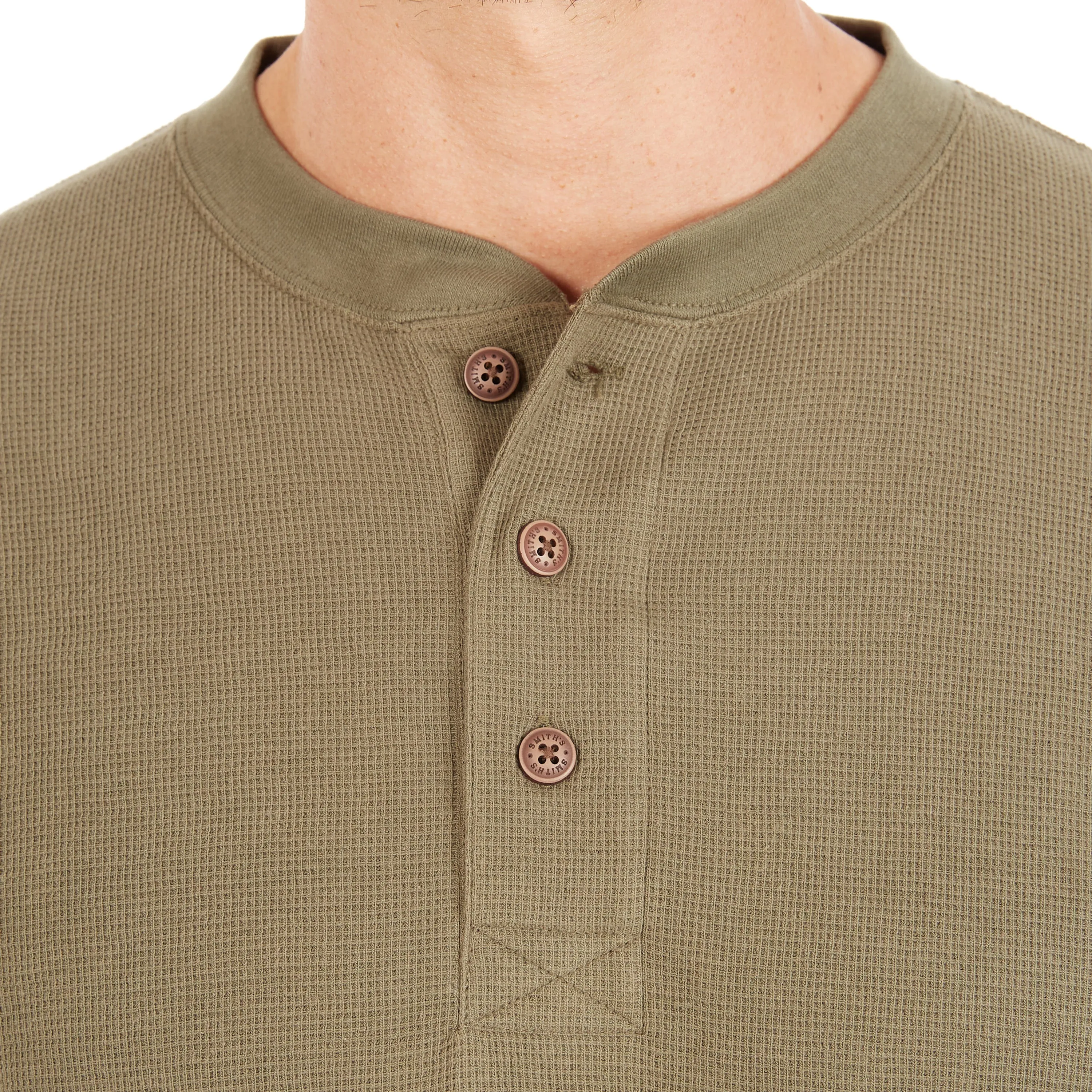 EXTENDED TAIL MINI-THERMAL KNIT HENLEY PULLOVER WITH GUSSET