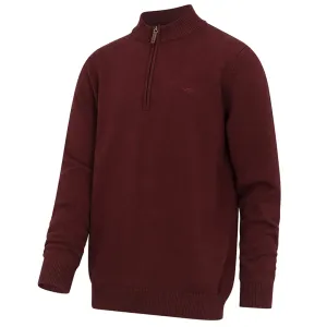 Falkirk Quarter Zip Pullover - Berry Red by Hoggs of Fife