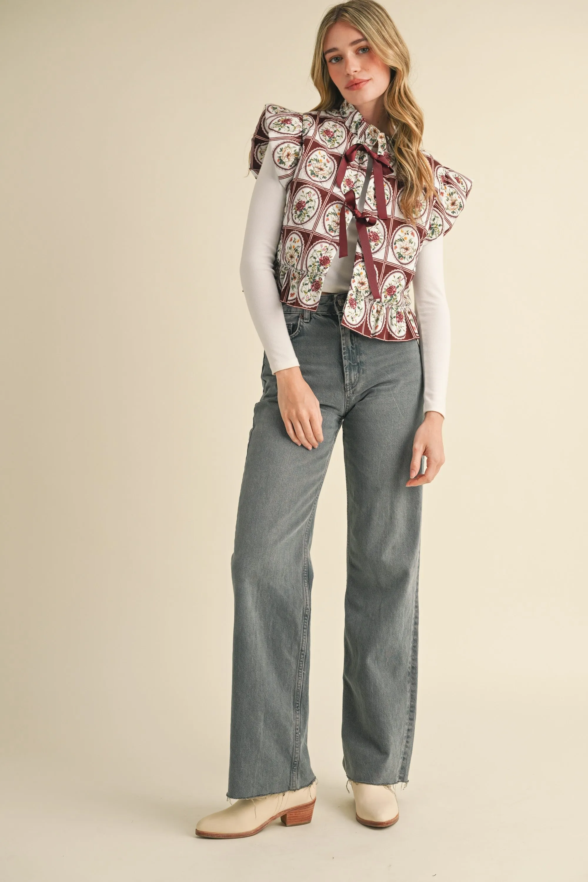 Festive Floral Quilted Vest