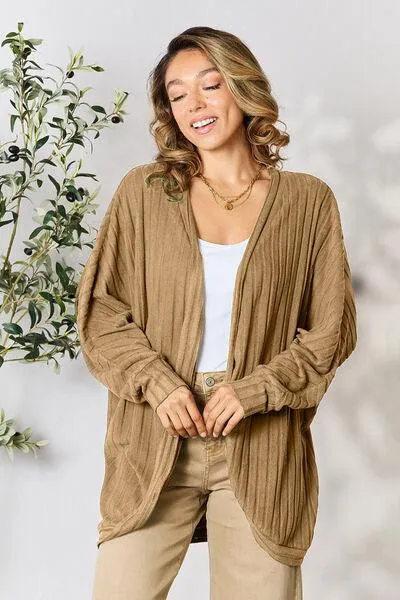 Full Size Ribbed Cocoon Cardigan