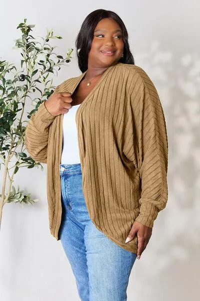 Full Size Ribbed Cocoon Cardigan