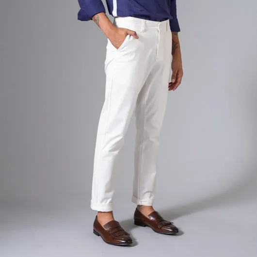 Gin & Tonic White Cotton Lycra Stretch Chinos