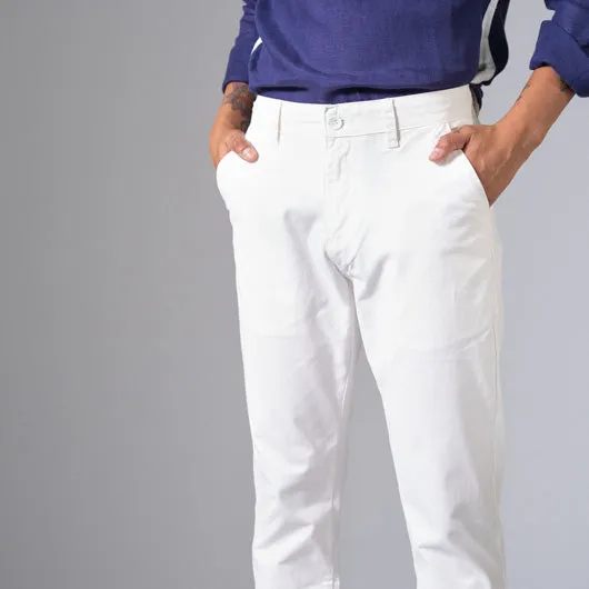 Gin & Tonic White Cotton Lycra Stretch Chinos