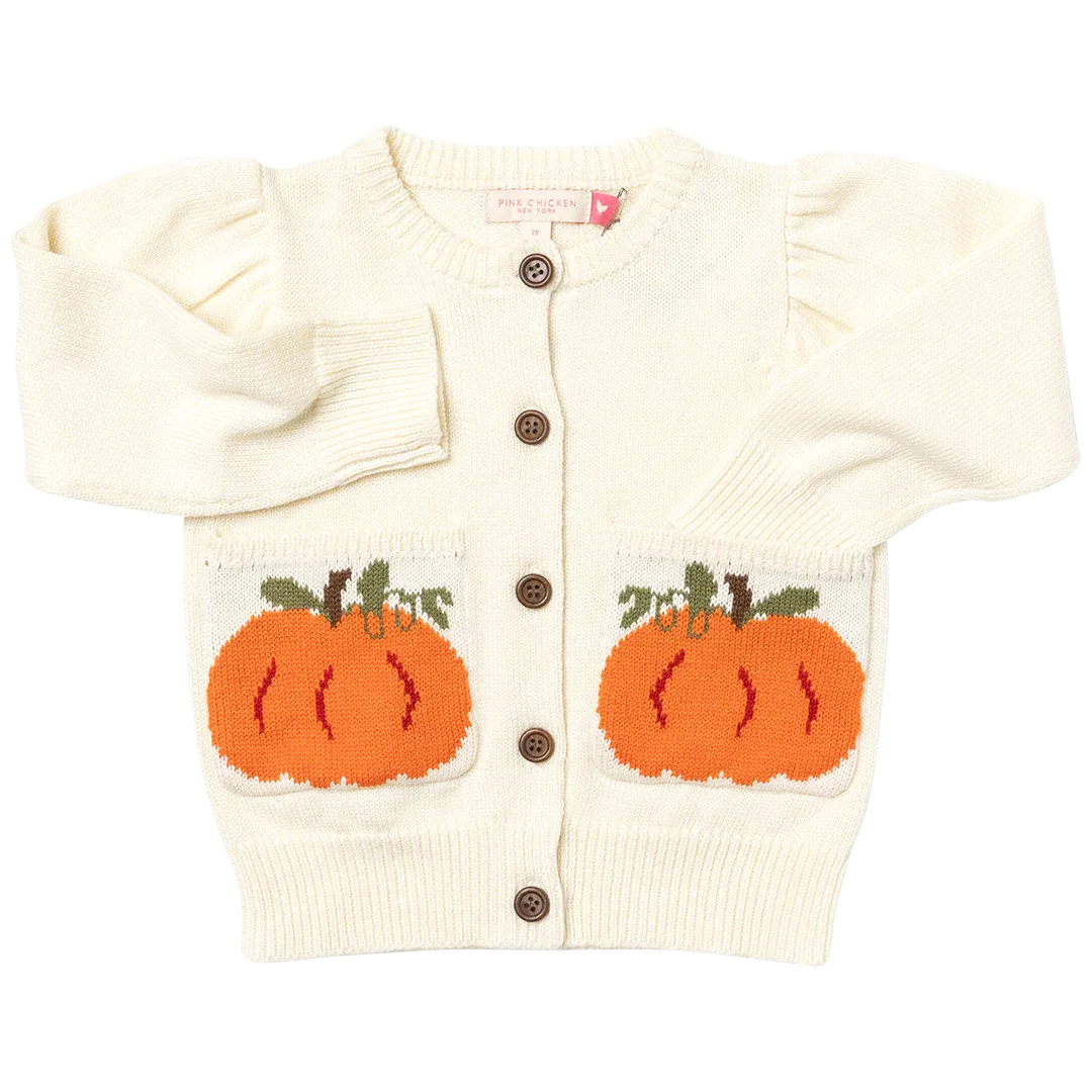 Girls Pocket Sweater - Pumpkin