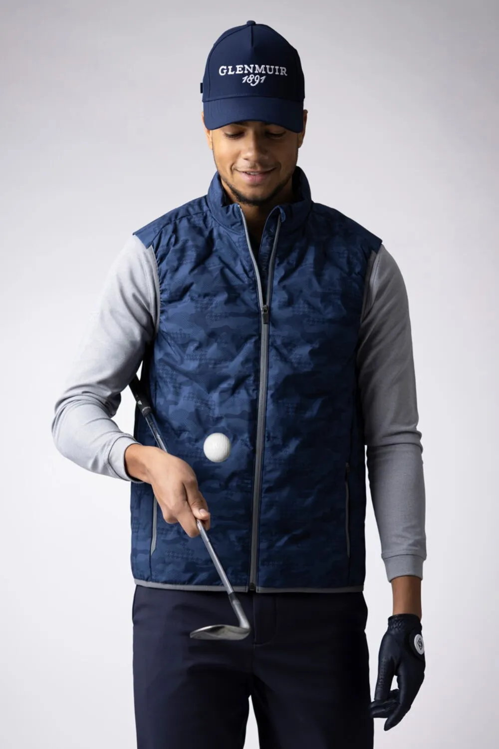 GLENMUIR Bute Zip Front Padded Golf Gilet - Mens - Navy Camo