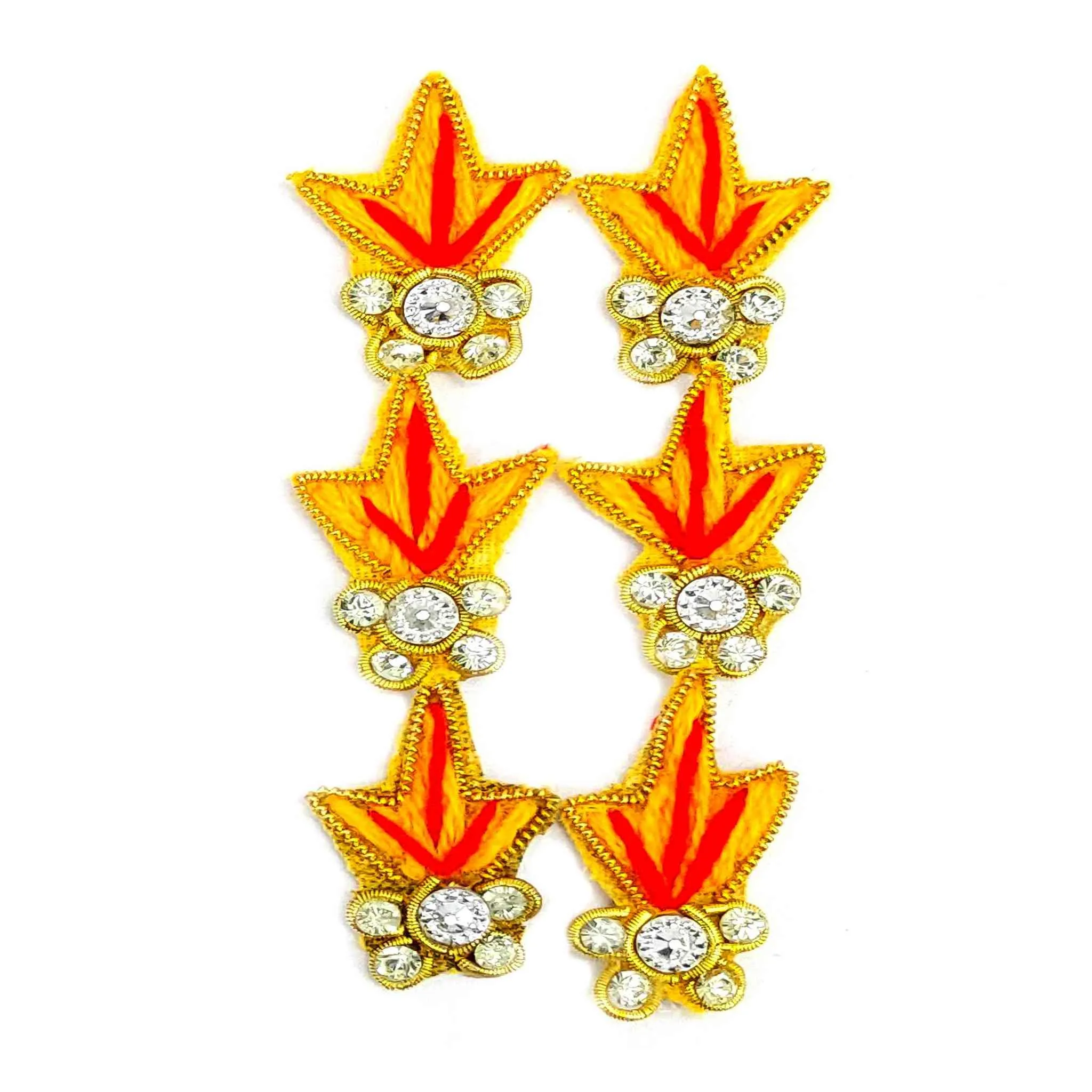 Golden Autumn Leaf Applique Patch with Sparkling Crystals - 11234