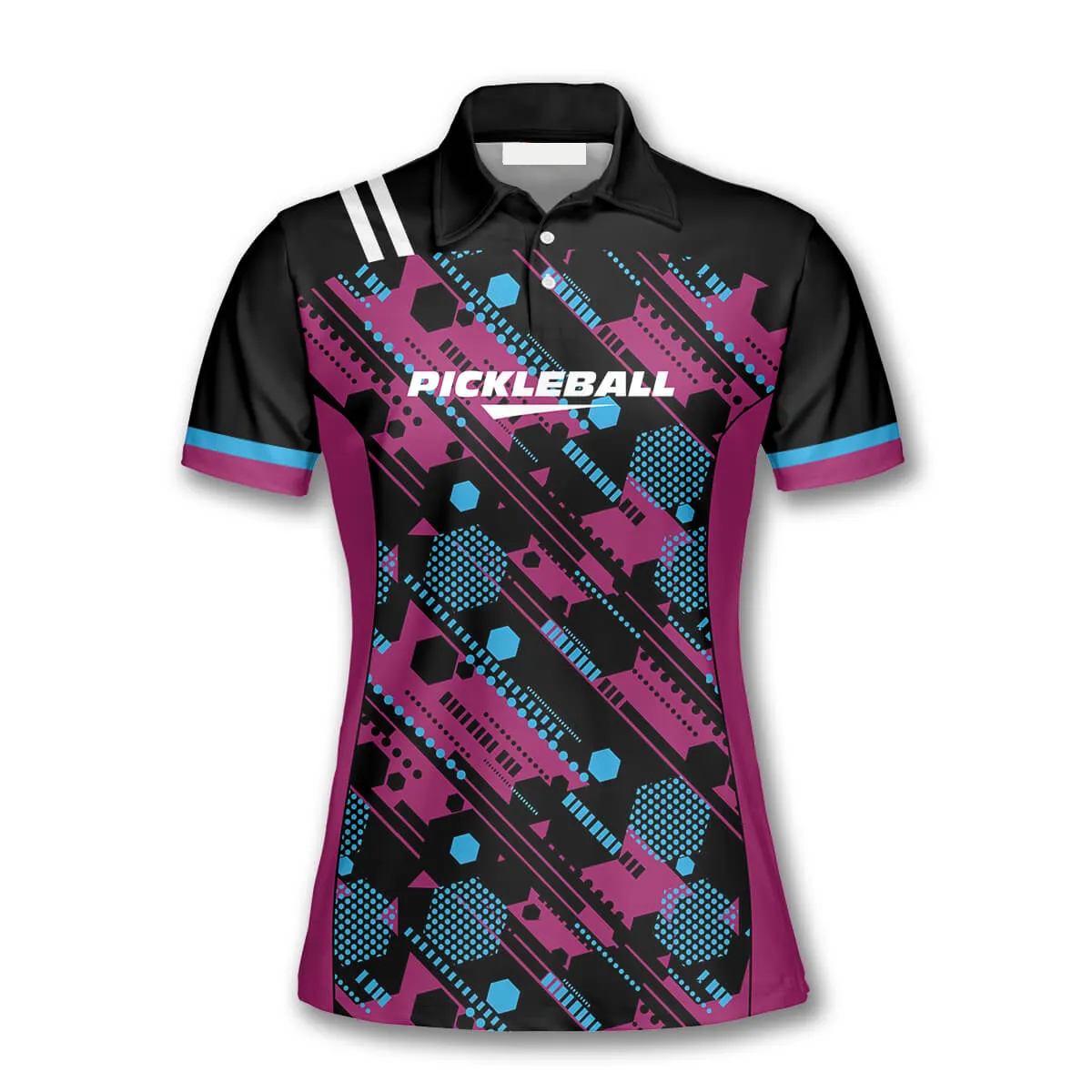 Hexagon Pattern Custom Pickleball Polo Shirts for Women