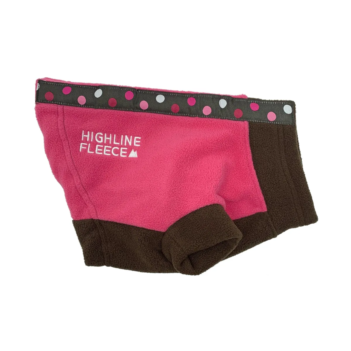 Highline Fleece Dog Coat - Pink & Brown with Polka Dots